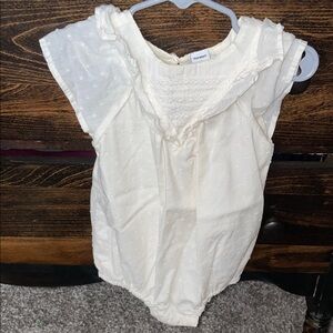 Old Navy Cream Baby Romper with Ruffle Detail